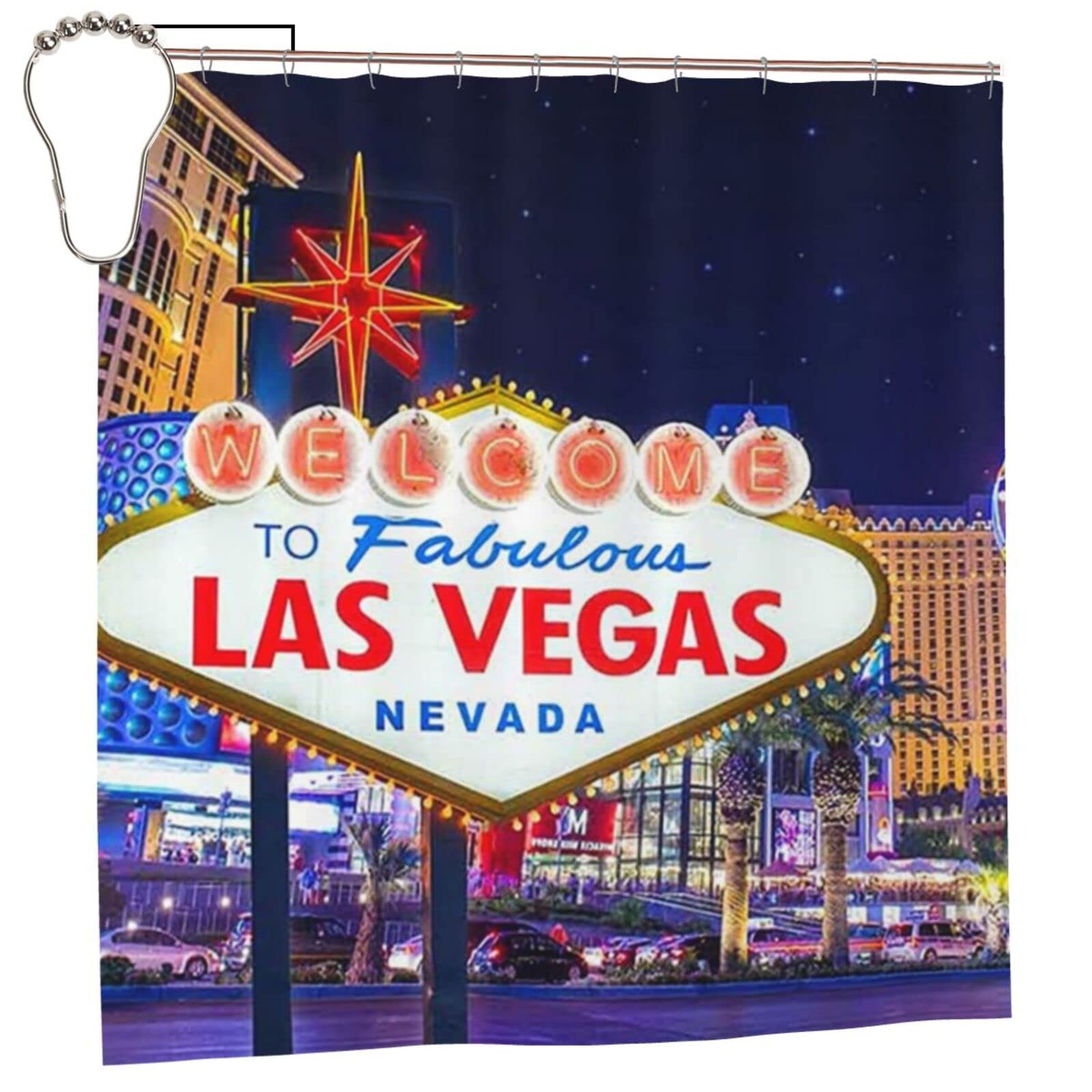 Rideau de douche Las Vegas 183x183 cm imperméable avec crochets