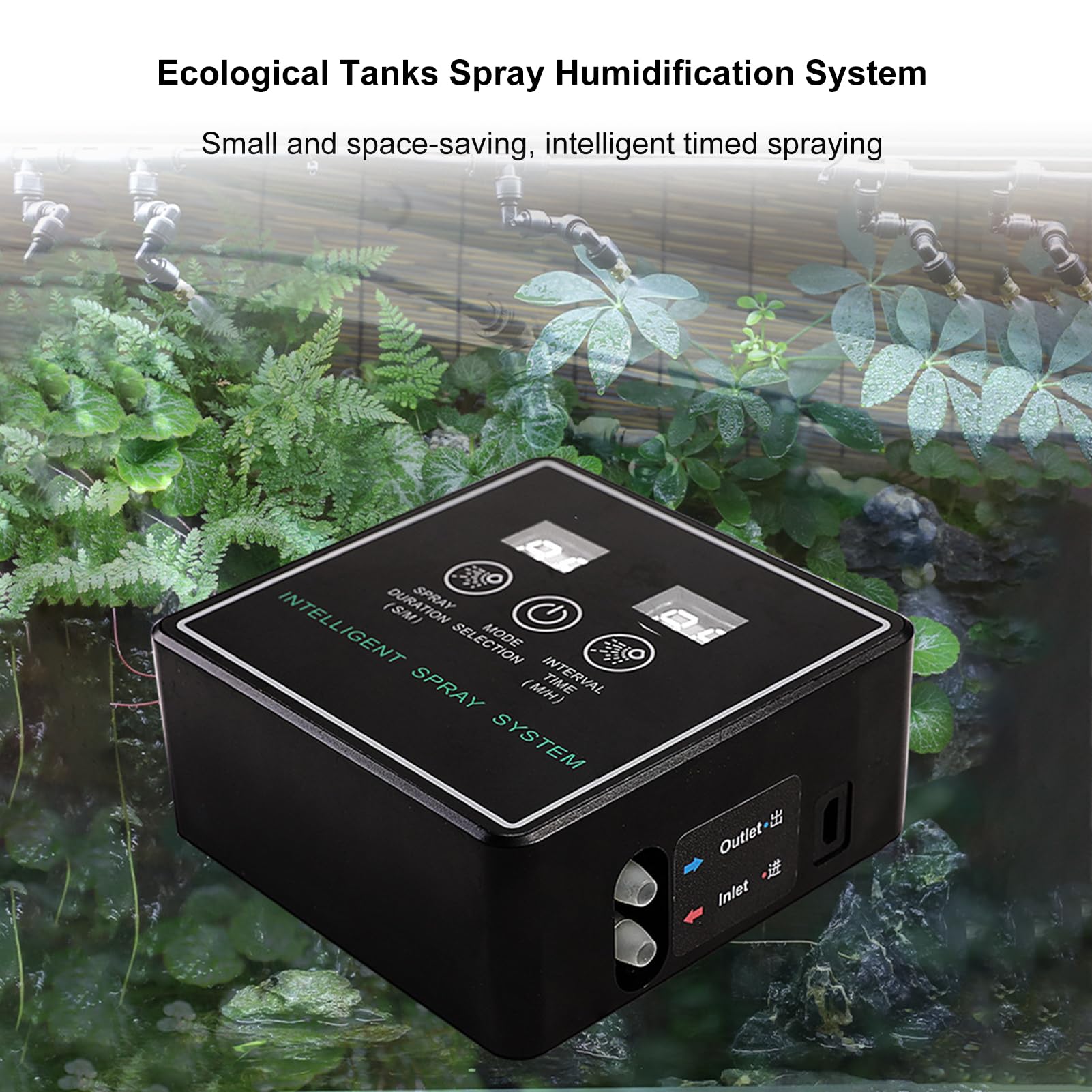 Walmeck Smart Rainforest Box - de pulverización automático para reptiles con temporizador, terrarios, humidificador con boquillas de nebulización ajustables de 360°
