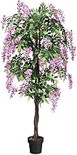 GIANTEX 180 cm Artificial Tree Artificial Plant, Artificial Wisteria Wisteria with Flowers, Pink, Indoor Plant Decoration in Cement Pot, Artificial Potted Plant, Decorative Plant, Artificial Indoor