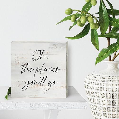 Miniatura 4 de Oh the Places You'll Go - Cartel de madera para decoración del hogar, decoración rústica para guardería, caja de madera, placa de bloque para pared,