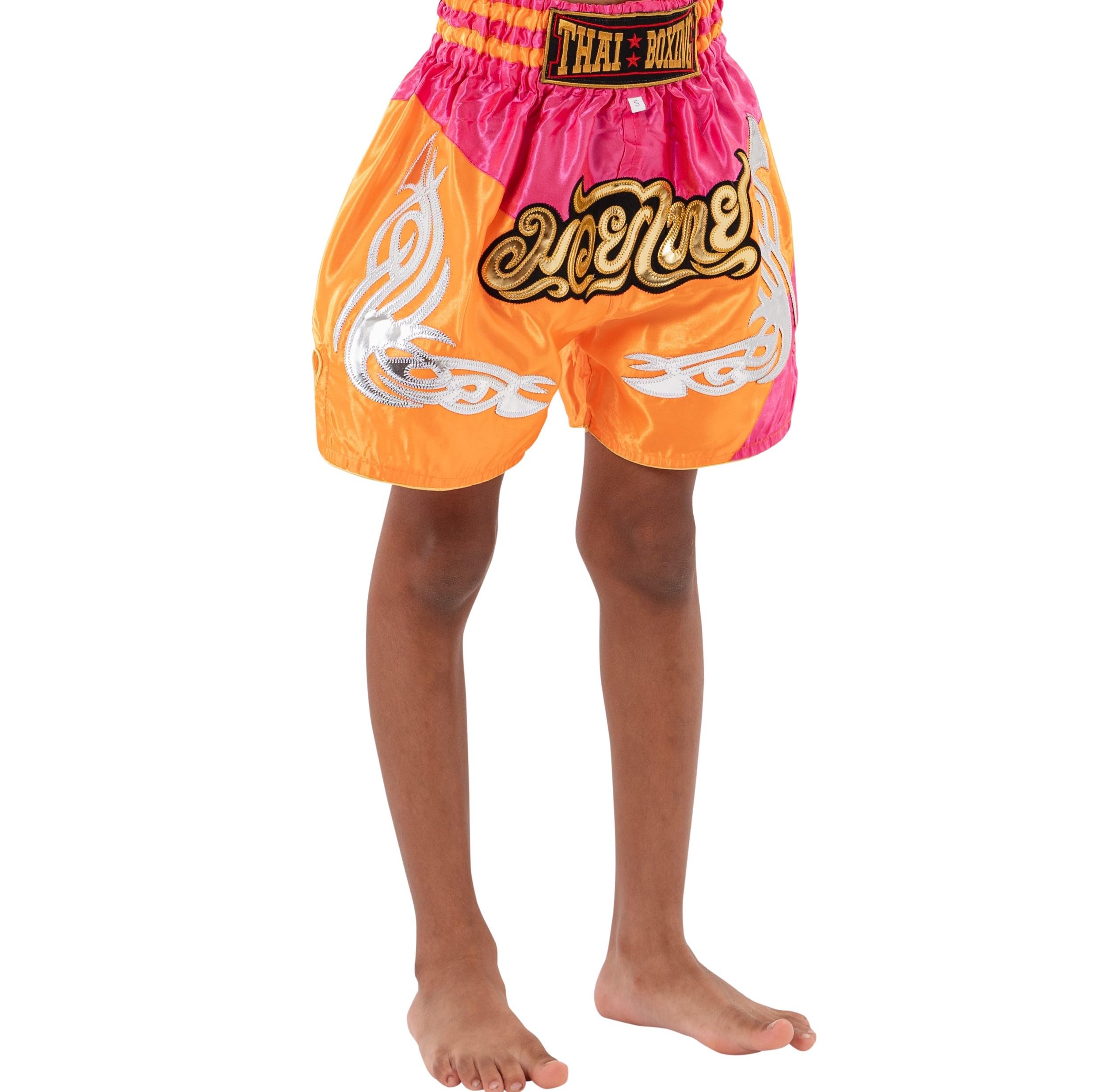 Shorts de Boxe Thaï pour Enfants (2 à 12 Ans) Filles et garçons, Shorts pour Muay Thaï, MMA, Arts Martiaux