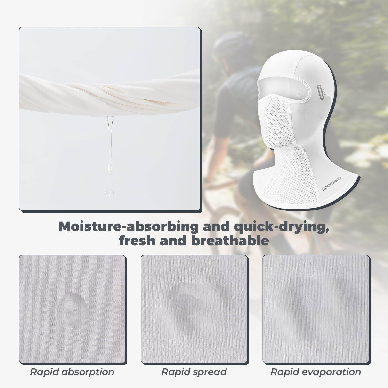 ROCKBROS Máscara de Pasamontañas para Hombre Mujer, Bufanda de Verano Protector UV Transpirable, Balaclava Completa Bajo Casco para Ciclismo Moto Deportes al Aire Libre