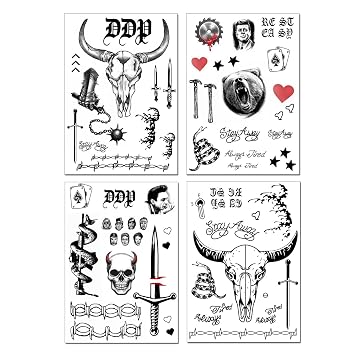 4 Sheets Tattoos Halloween Face Temporary Tattoos Stickers Halloween Cosplay Costume Party Tattoos For Adults Women Men