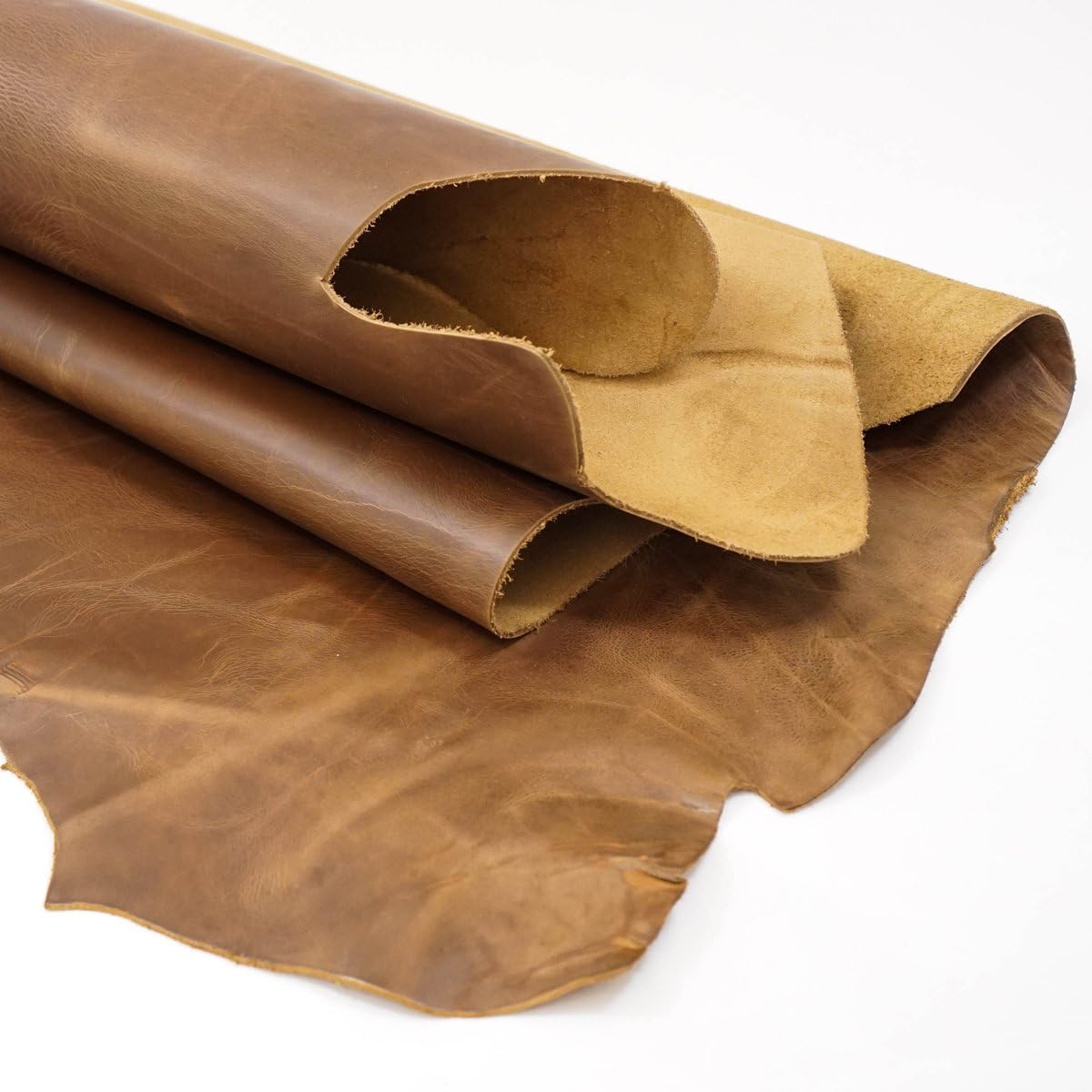 SLC's Irregular Shaped Earthtone Oil Tan Leather Piece 10-13sqft