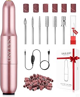 Saviland Electric Nail Drill: Nail File Adjustable Speed Nails Drill Machine Professional for Acrylic and Gel Nails Polish 7PCS Nail Drill Bits Electric Cuticle Scissors Manicure Pedicure Tool