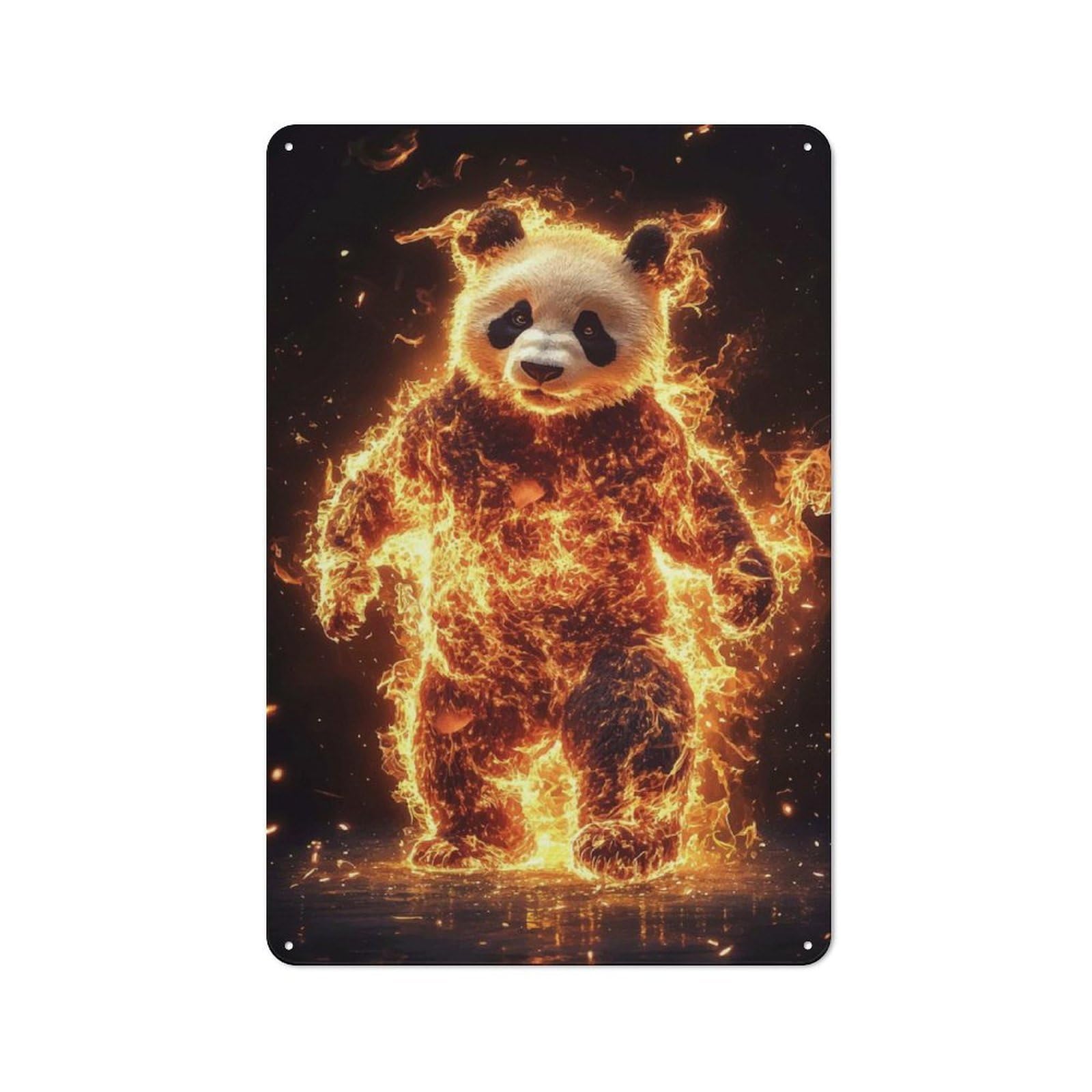 Rustic Fiery Panda Tin Wall Sign 30x20cm, Kitchen Wall Decor for Bakery, Diner, Cafe Or Family Room