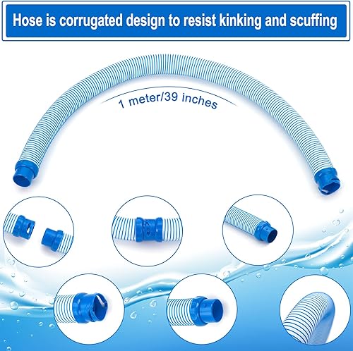Miniatura 2 de Paquete de 3 mangueras de vacío de limpieza de piscina, piezas de repuesto de manguera de bloqueo de giro rápido, 39 pulgadas, manguera pequeña de