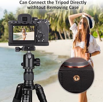 MUZIRI KINOKOO Case for Sony A7V/A7RV/A7 IV Camera, Retro Style Genuine Leather Half Case for Sony Alpha 7V/A7M5/A7R5/A7RM5/A7M4 with Opening Bottom and Hand Grip Design - Black