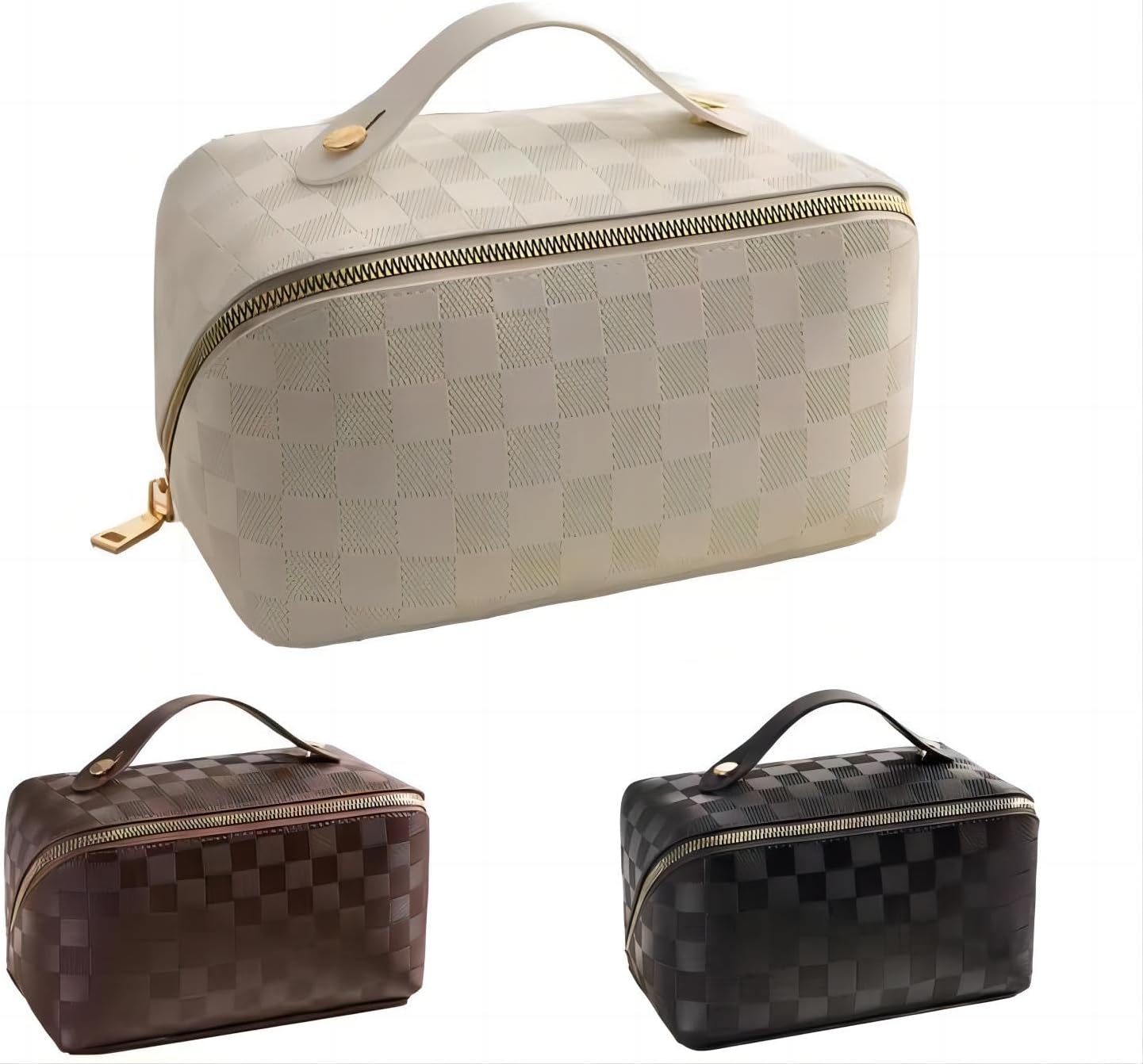 Fogude PU leather make up bags large capacity travel