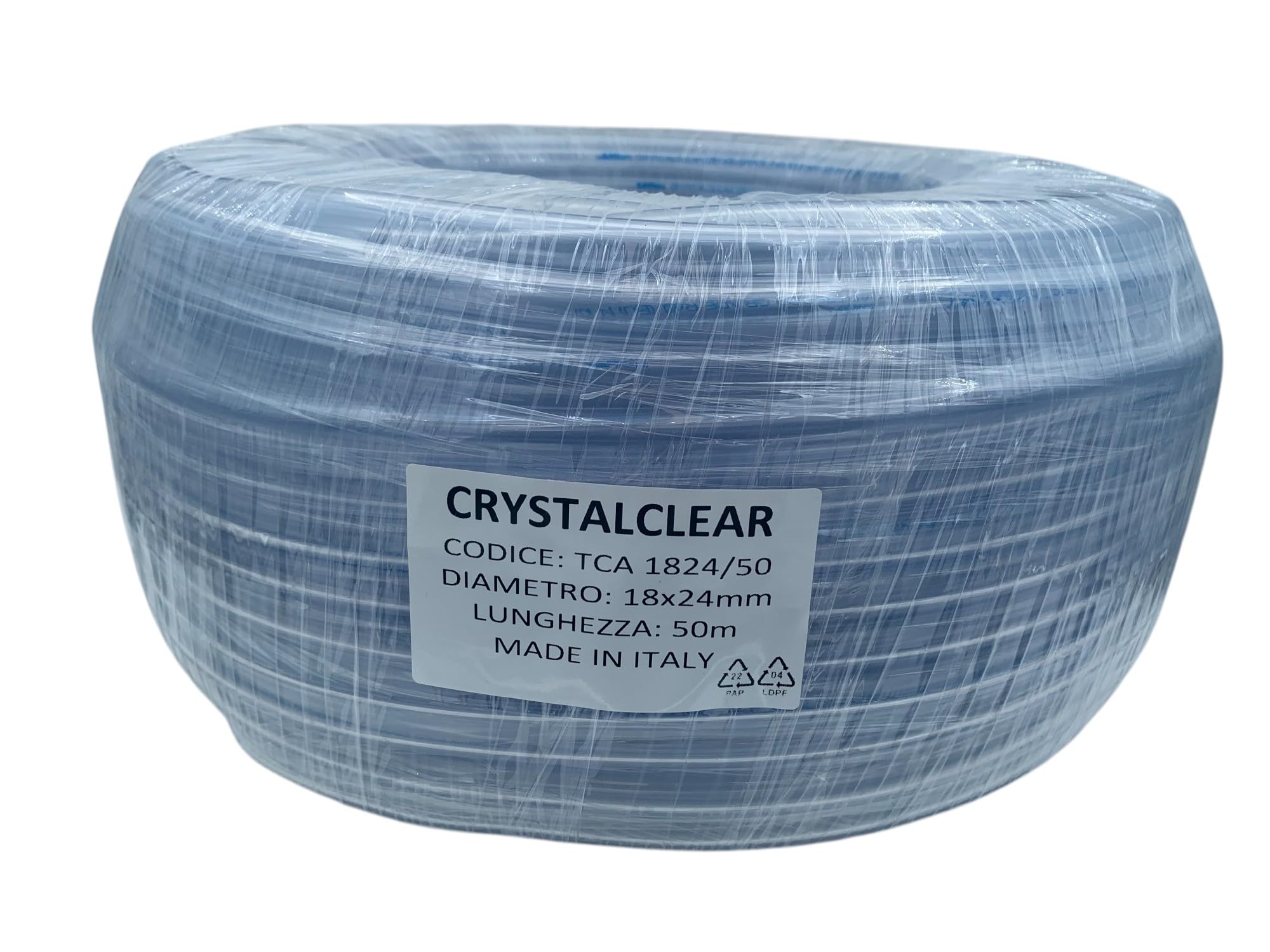 Tubo monostrato Crystalclear 18x24 50 m Alta Resistenza, Qualità Alimentare, passaggio aria, aria compressa, passaggio liquidi, acqua potabile, irrigazione