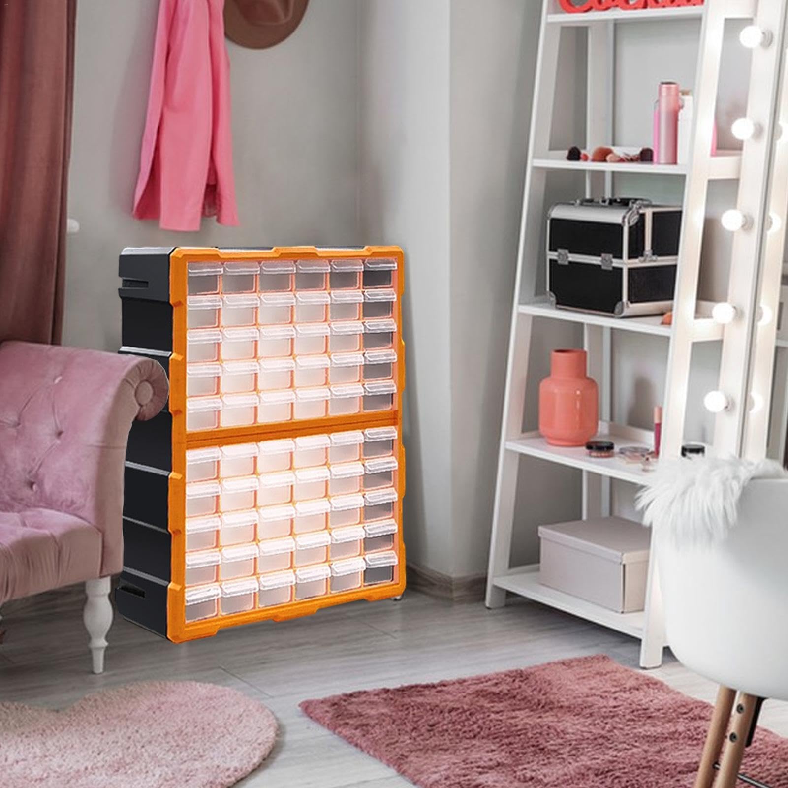 Armadietto portaoggetti multi cassetto con serrature, 60 scomparti, organizer per attrezzi per album di ritagli, materiali per hobby, bulloni, dadi, viti e hardware, design compatto per