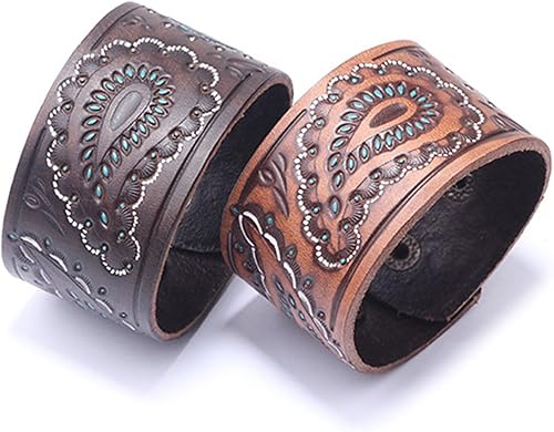 Miniatura 5 de Long tiantian Pulsera de cuero con cuentas de ágata natural, pulsera de cuero vikingo para hombre, pulseras de cuero en relieve, pulseras punk rock