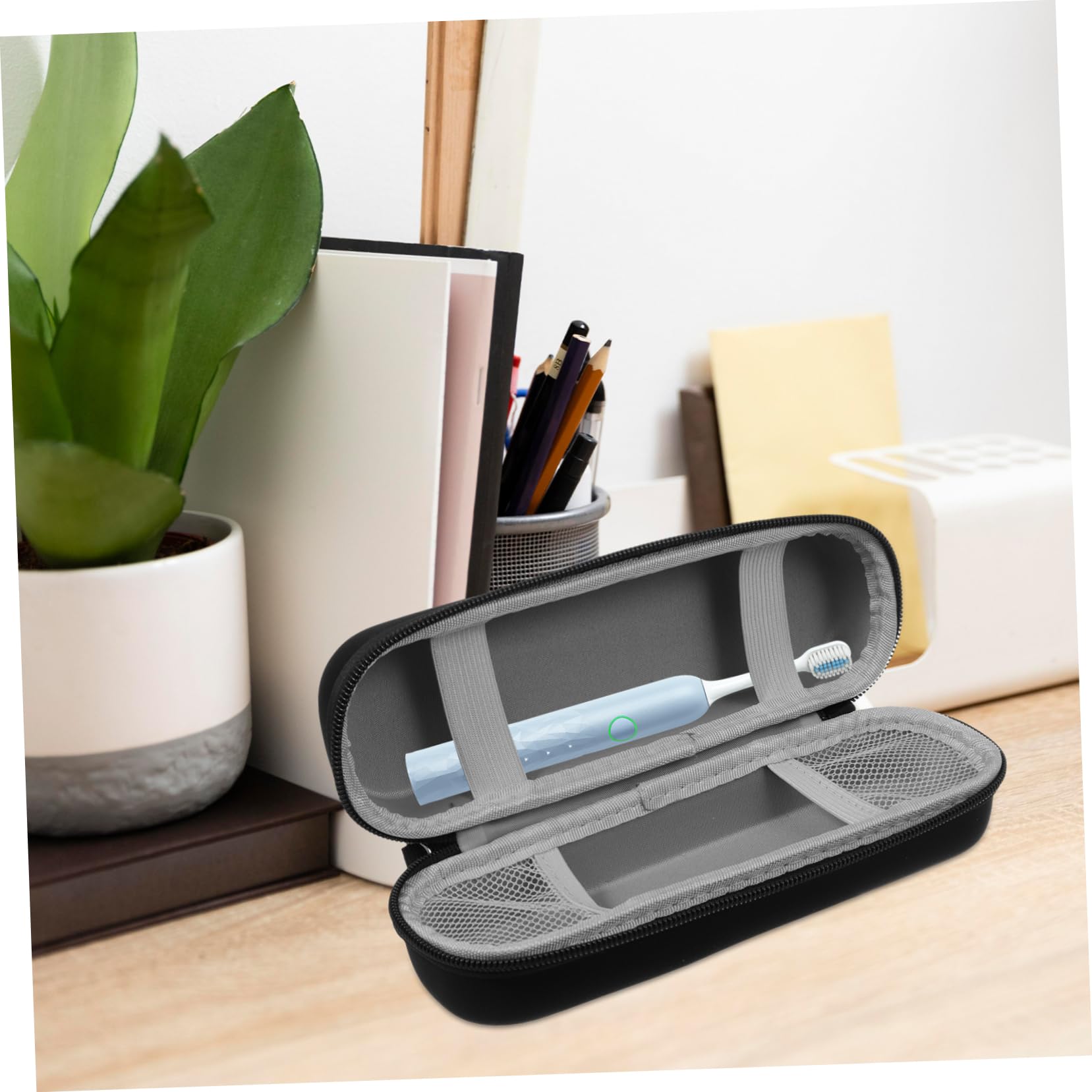 SHERCHPRY 5 Piezas Bolsa de Almacenamiento de Cepillo de Dientes Impermeable Soporte magnético Poseedor Porta cepillos de Dientes Estuche de Viaje para cepillos de Dientes Eva Negro