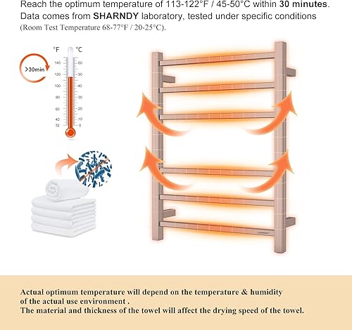 Miniatura 3 de Calentador de toallas de cromo pulido para baño, calentador de toallas de baño montado en la pared, calentador eléctrico de acero inoxidable,