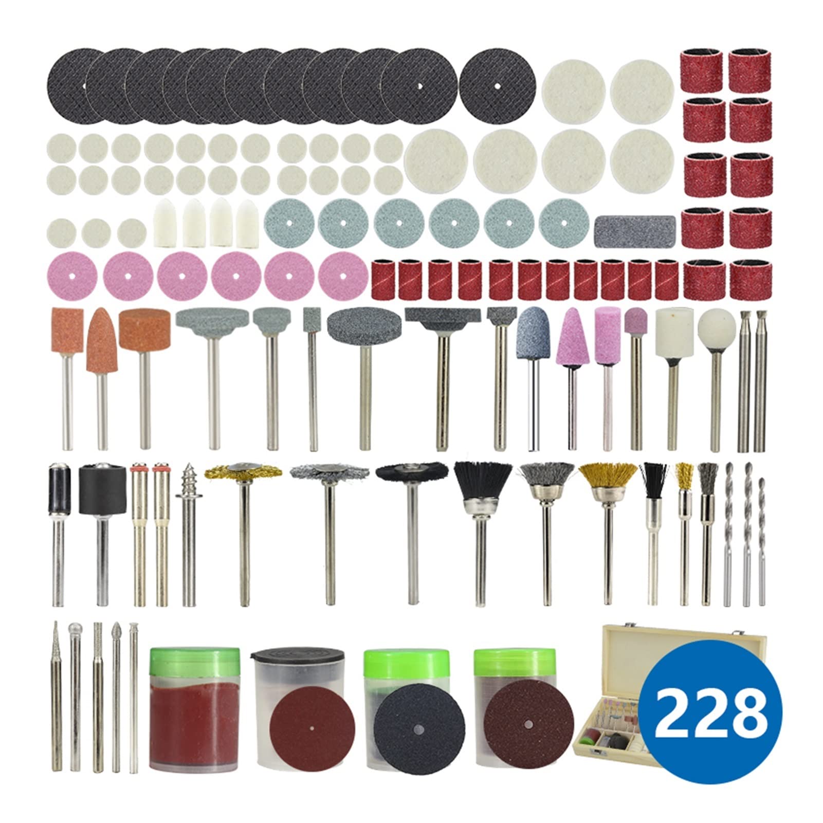 Juego de 228 piezas de herramientas abrasivas para cortar, lijar, tallar, pulir