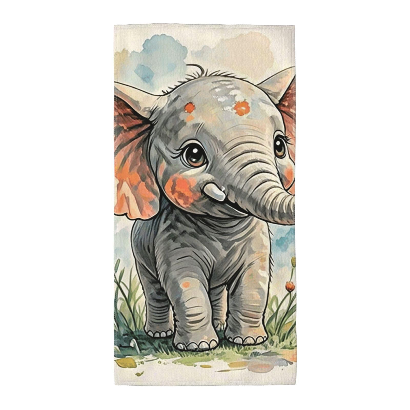 FekiLoot Absorbent Hand Towels 12"X24" Decorative Bathroom Towel Soft Microfiber Face Towel Elephants Dish Kitchen Towels for Bathroom Kitchen Hotel Spa Bath Towels