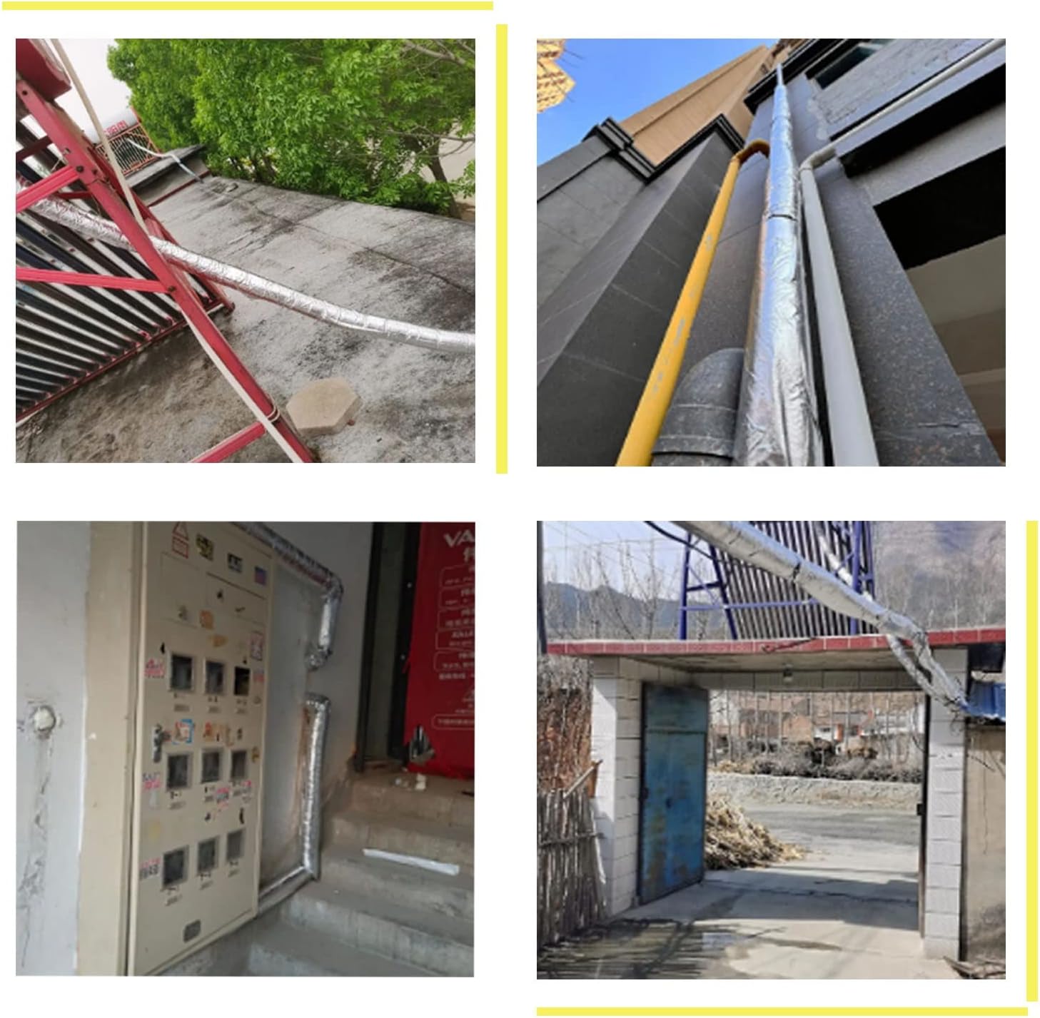 Frost Protection Insulation Tube, Self-Adhesive Pipe Insulation Foam, Aluminum Foil Rubber Insulation Pipe, Length 0.95m,for Air Conditioning, Kitchen Fan Flame-Retardant Thermal ( )