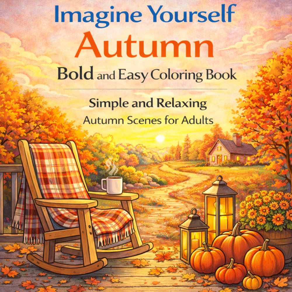 Imagine Yourself Autumn Bold and Easy Coloring Book: Simple and Relaxing Autumn Scenes for Adults (Imagine Yourself Coloring Series)