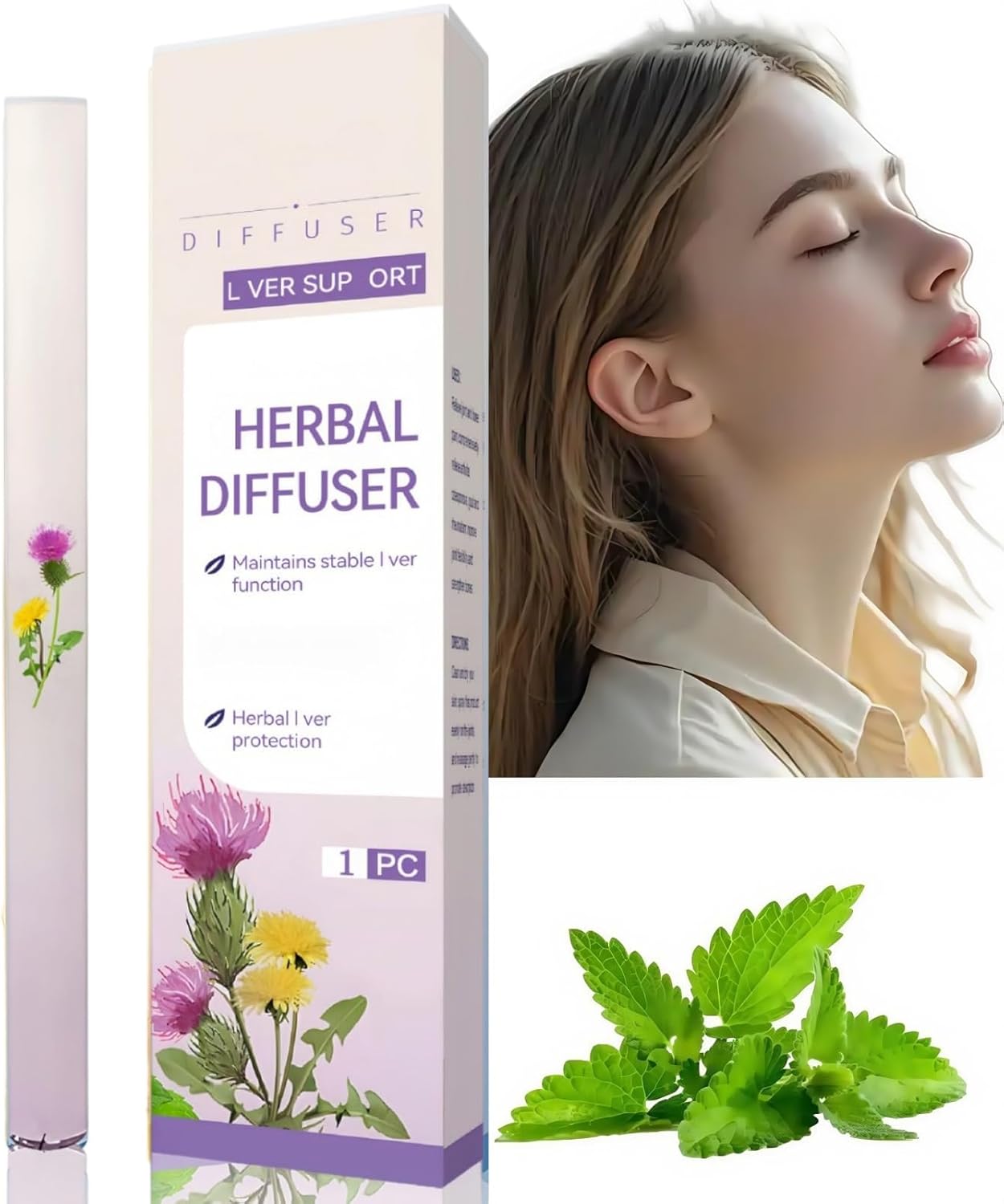Herbal Diffuser Pen with Mul/lein Leaf Extract for Lungs,Portable Lung Cleanse Inhaler Stick,Fast&Effective Essential Oil Diffuser for Breathing,Easy to Carry for Multiple Uses,Natural Dandeline