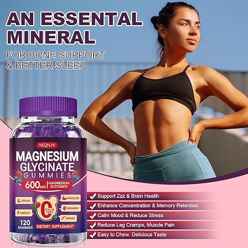 Miniatura 7 de Gomitas de Glicinato de Magnesio 600mg de Alta Absorción, Glicinato de Manganeso para Mujeres y Hombres con Vitamina D, B6 y CoQ10 para Adultos y