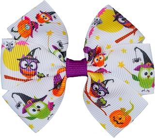 MeiMei - Handmade Hair Bows, Halloween Festival Cat Ghost Pumpkin Clip Bobble,matching Halloween Costume Dress,Girl Hair Accessories (Owl, 1PC 3.25" PW25 Bow, bobble/bobbles)
