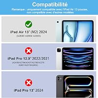 FARYODI iPad Air 13" (M2) 2024 Védőtok Levehető Bluetooth Billentyűzettel, Francia AZERTY Kiosztás, Beépített Apple Pencil Tartóval, Világos 2