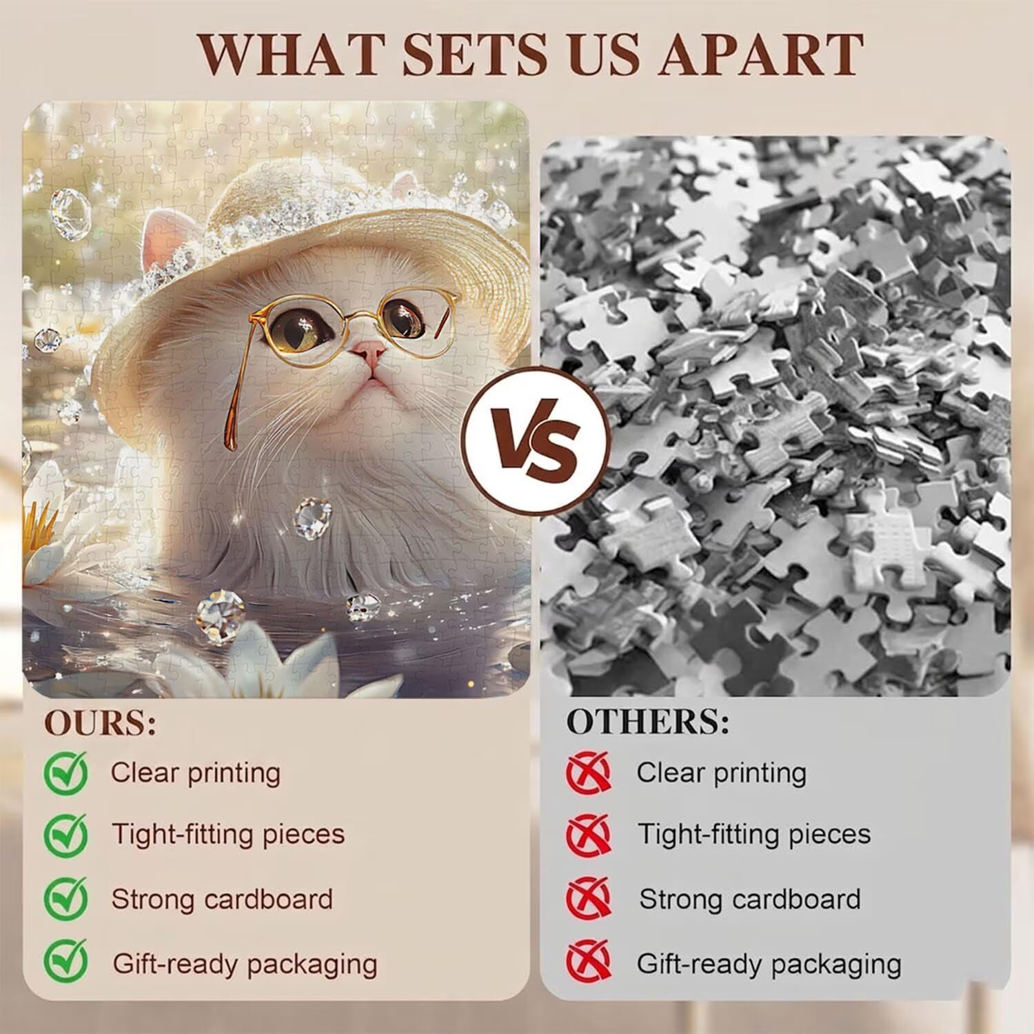 gato loto Puzzle de 1000 Piezas, Juego de Mesa Familiar de Madera - Rompecabezas Adultos para Toda La Familia, Rompecabezas Educativo DIY y Antiestrés - Incluye Póster de Referencia, 75 x 50 cm f0-691