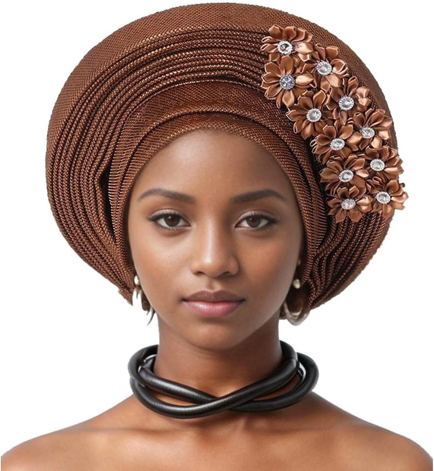 Pre-Tied Nigerian Auto Gele Head Tie African ASO Oke Headwrap Handmade Turban Hat Cap for Women Wedding Party - Image 4