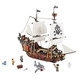 Creator 3 in 1 Pirate Ship Building Set, Kids can Rebuild The Pirate Ship into an Inn or Skull Island, Features 4 Minifigures and Shark Toy, Makes a Great Gift for Kids Ages 9+ Years Old, 31109