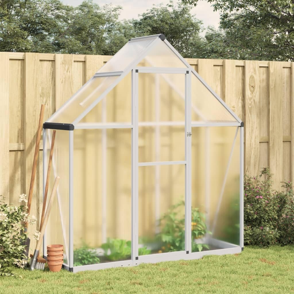 Rasen & Garten Gewächshaus mit Fundamentrahmen silber 169x58x195cm Aluminium Gartenarbeit