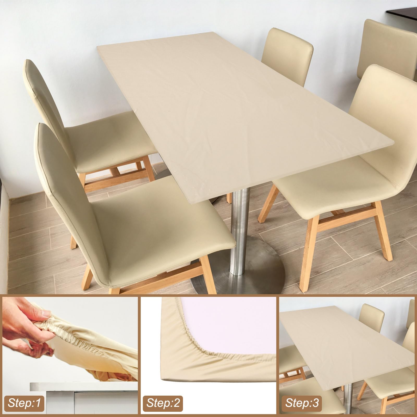 Mantel rectangular de poliuretano impermeable con borde elástico ajustable para uso en interiores y exteriores, se adapta a 32 x 55 pulgadas, perfecto para restaurantes y fiestas