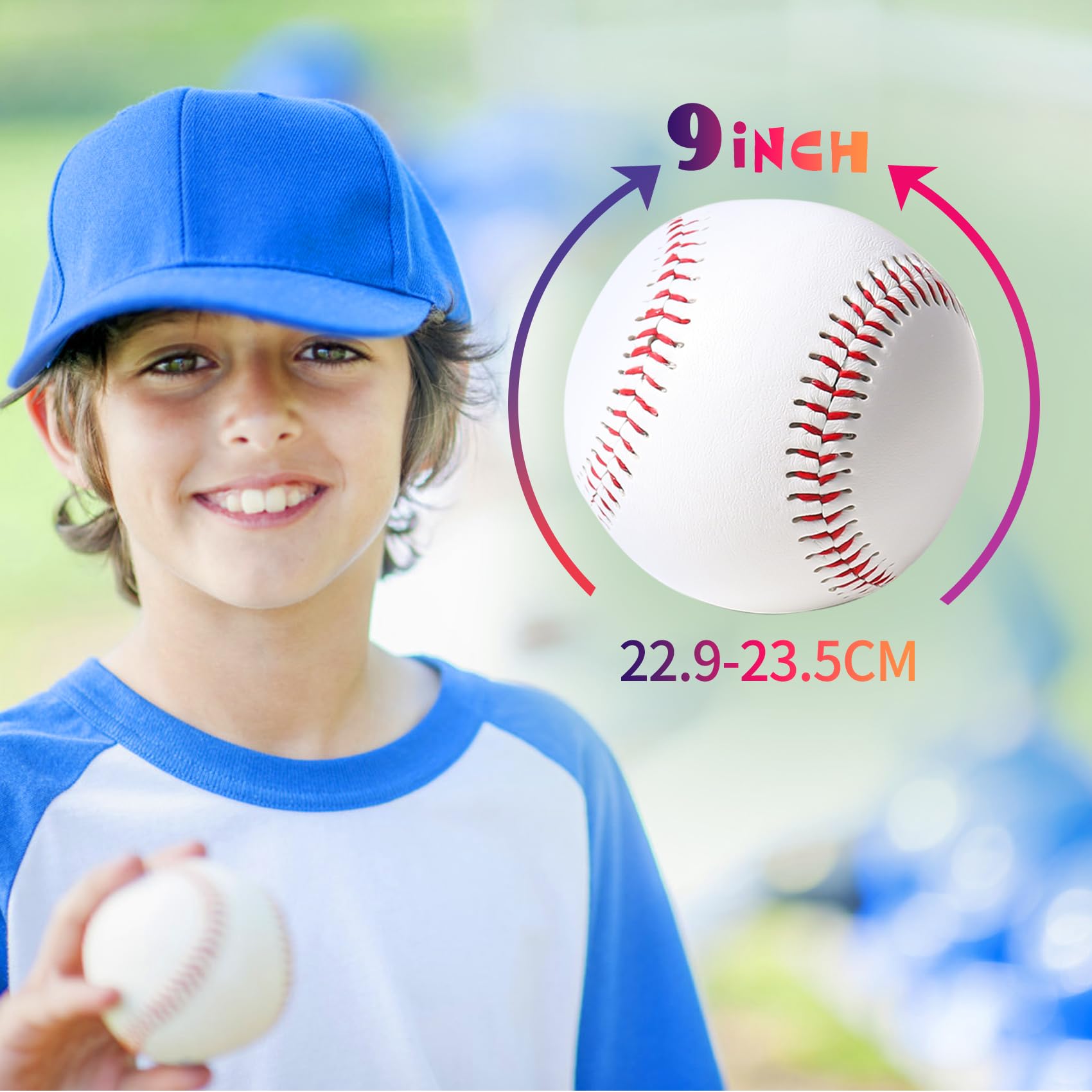 Poosue 24 Pack Youth Baseballs - 9 Inch Faux Leather Practice Balls for Teen Training, Hitting, Pitching & Fielding Drills | Lightweight Unmarked Baseballs for Backyard & School Team Practice