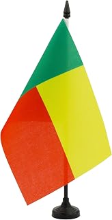 AZ FLAG Benin Table Flag 5'' x 8'' - Beninese Desk Flag 21 x 14 cm - Black plastic stick and base