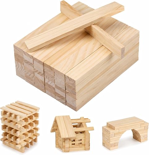 50 Pièces Blocs de Bois à Bricoler, 160 x 22 x 8 mm Tasseau Bois en Vrac