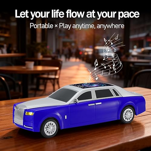 Miniatura 5 de Altavoz Bluetooth de lujo para automóvil con iluminación ambiental LED, sonido HD, pantalla, salida multipuerto (AUXTFUSB), altavoz inalámbrico
