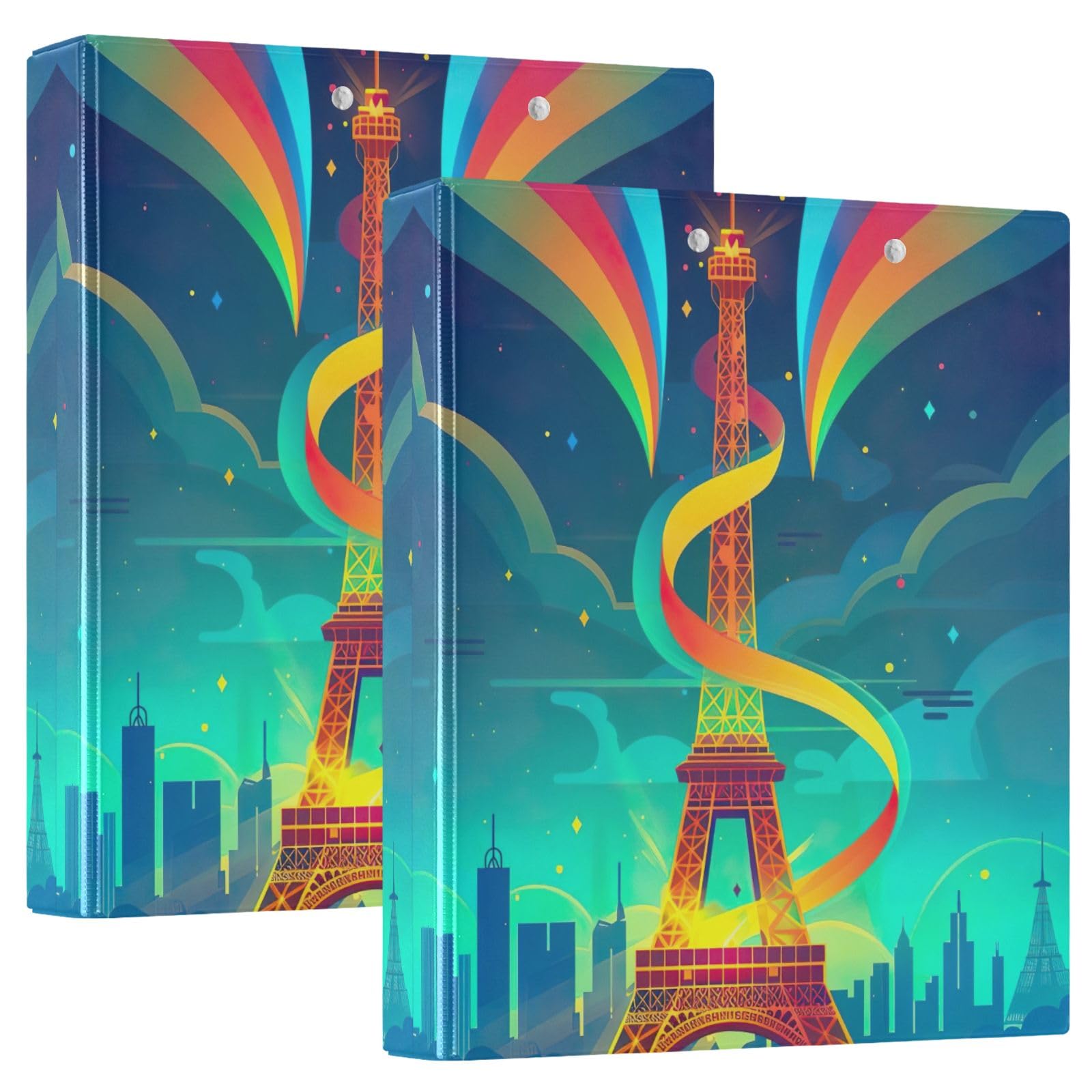 Paris 1 1/2inch Binders 3 Ring Holds 200 Sheets Round Rings D-Ring Binders 2 Pack