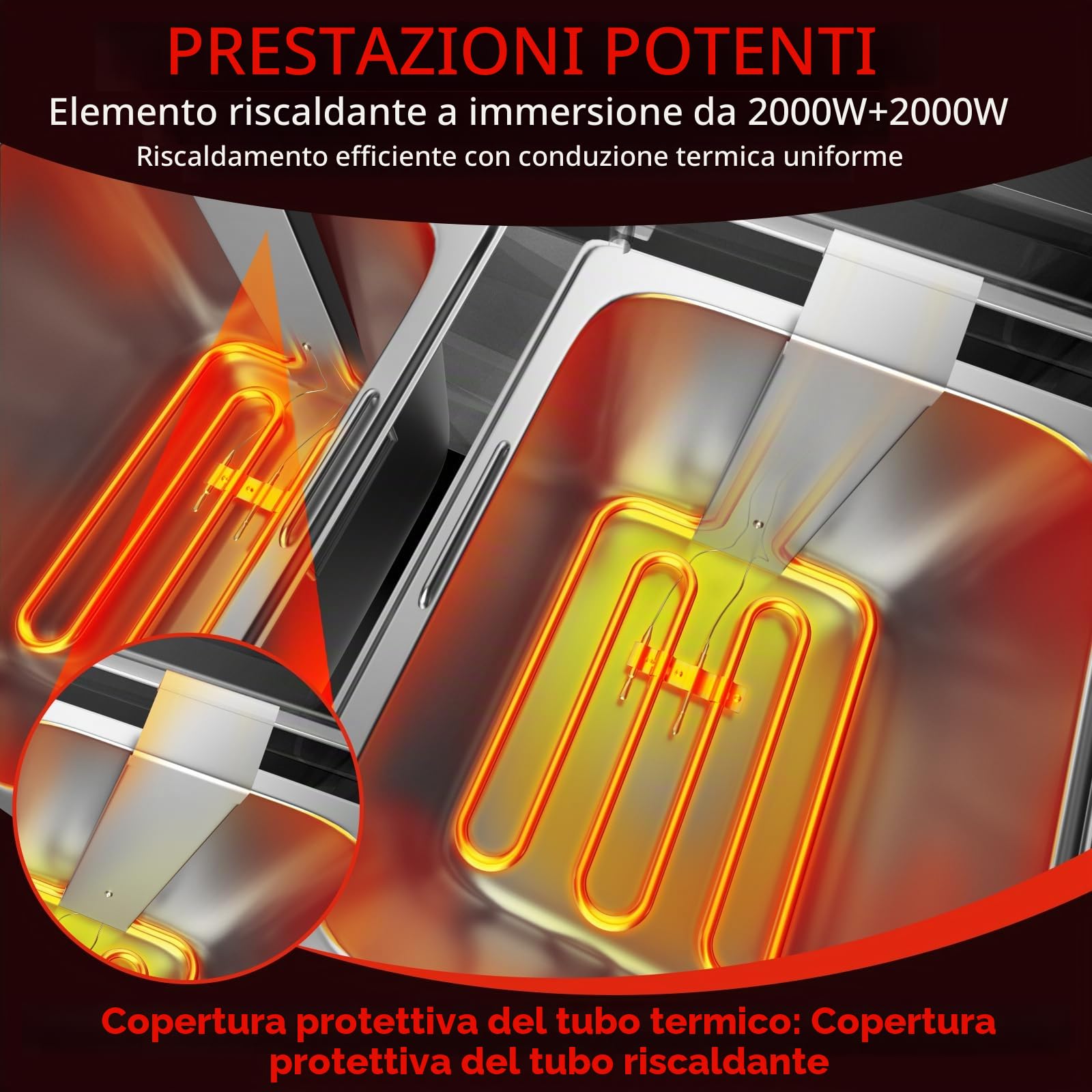 Friggitrice commerciale elettrica a doppio serbatoio CROSSON 8L con testa della friggitrice rotante, timer da 30 minitu, serbatoio dell'olio rimovibile