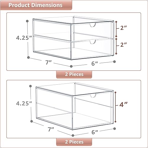 Miniatura 3 de Sorbus Organizador de maquillaje con 6 cajones, organizador de cajones de acrílico para maquillaje, organización y almacenamiento de oficina,