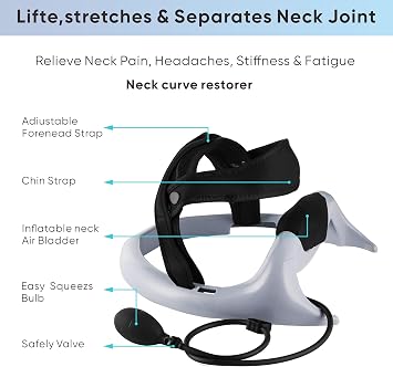 ECOGUN Posture Neck Exercising Cervical Spine Hydrator Pump, Relief for Stiffness, Relieves Neck Pain, Curve Restorer Gray