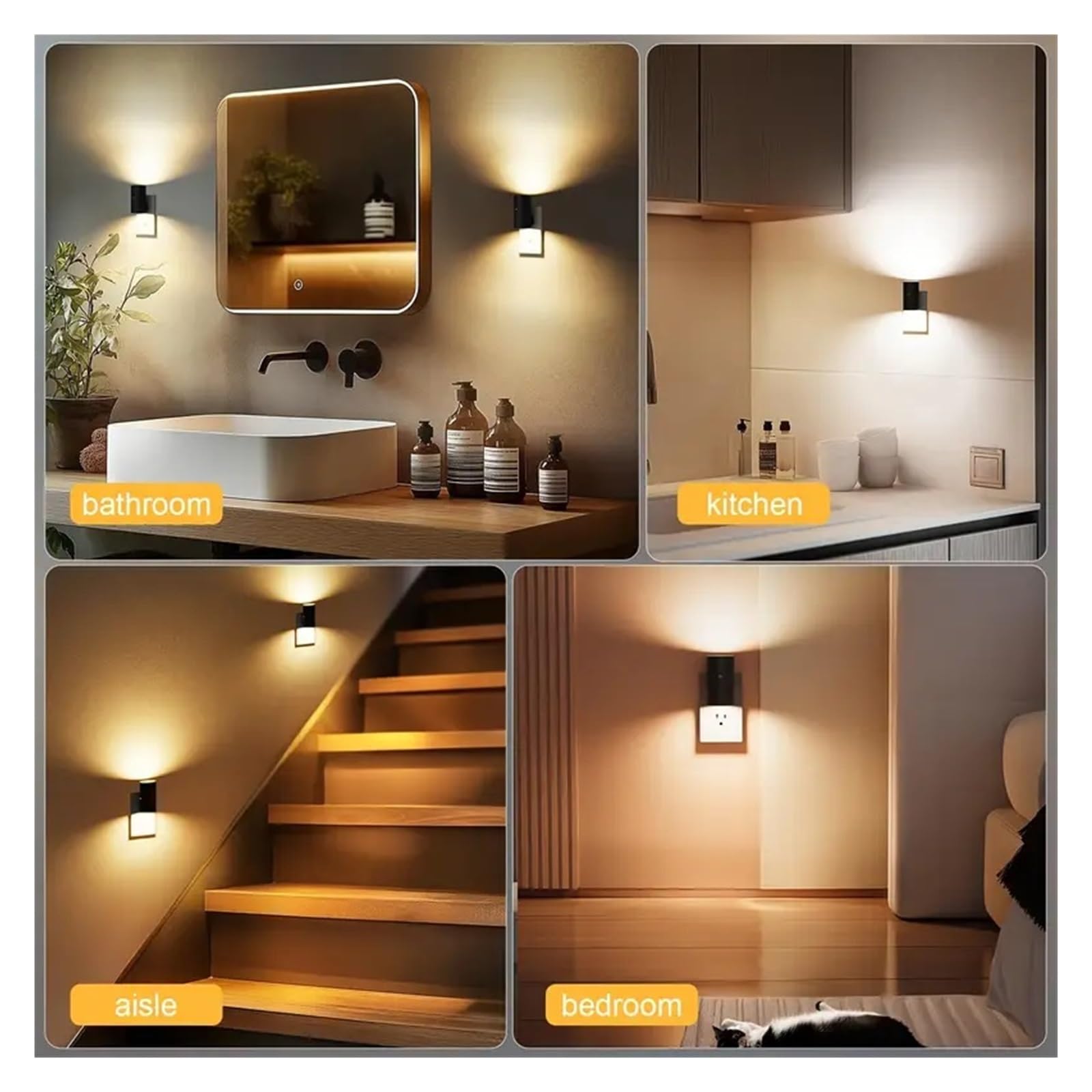 1/2/4 Szt. Lampka Nocna LED Z Czujnikiem Zmierzchu I Świtu, Wtyczka Do Montażu Na Ścianie, Odpowiednia Sypialni, Korytarzy Schodów Elastyczna Regulacja(Color-1PC)