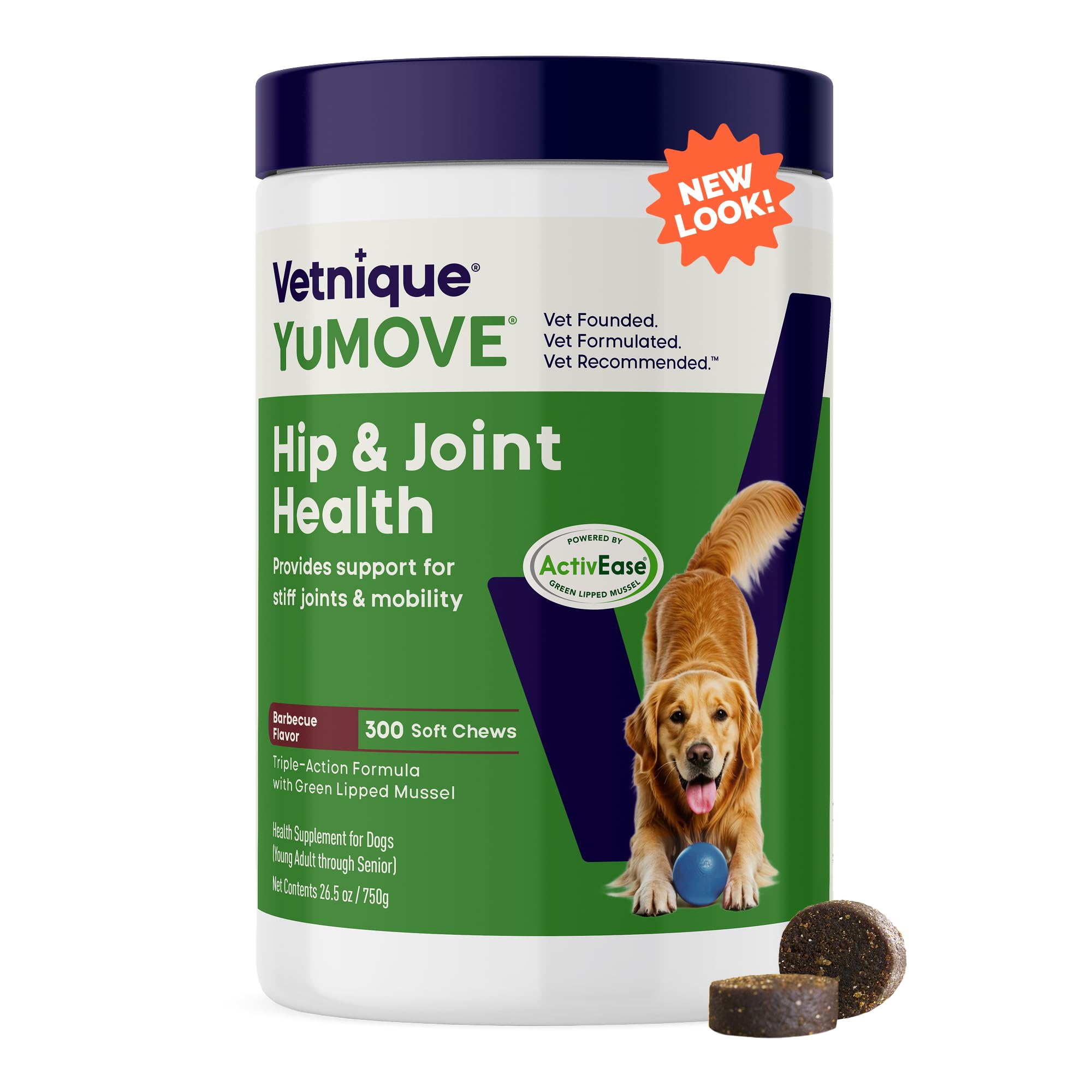 Dog Joint Supplement, Hip and Joint Supplement for Dogs with Glucosamine Chondroitin, Hyaluronic Acid, Green Lipped Mussel and Omega 3, Dog Hip and Joint Aches and Stiffness (300 Tasty Bites)