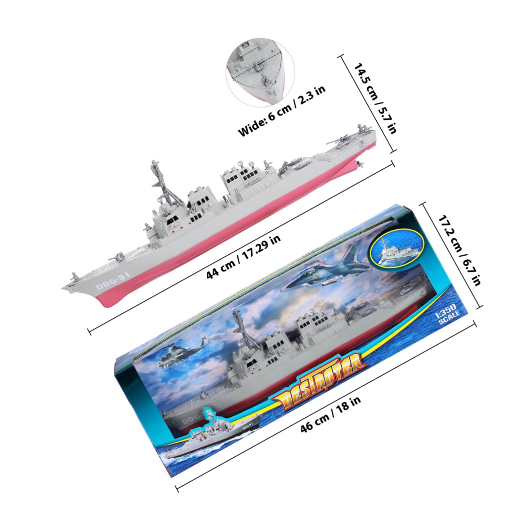SUPVOX Jouet Poisson en Plastique Modèle de Bateau de Guerre pour Garçon et Filles Garçons, Présent d'anniversaire et Décoration de Chambre Apparence de Navire de Guerre Créative