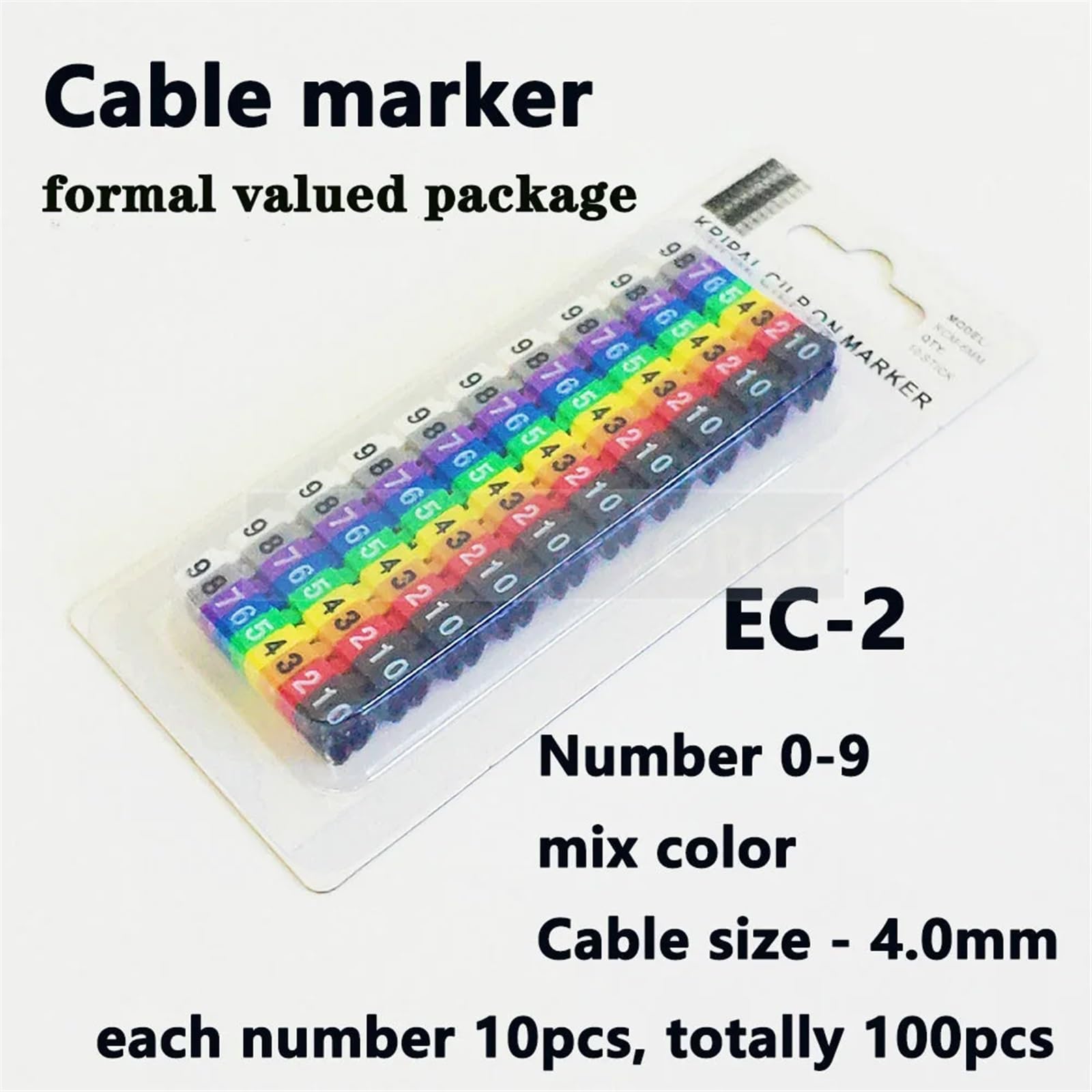 etichette per cavi, Etichetta for cavi EC-0 EC-1 500 pezzi Numero di contrassegno da 0 a 9 Etichette colorate for in ​​PVC isolante 2,5 mm²(Ec 2 100pcs 0 9)
