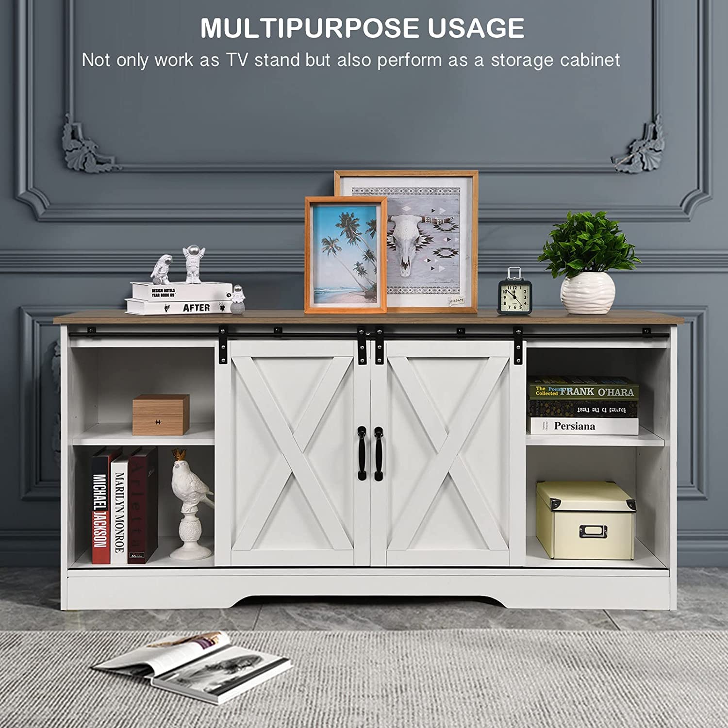 Farmhouse Coffee Bar with Storage, White Sideboard Farmhouse