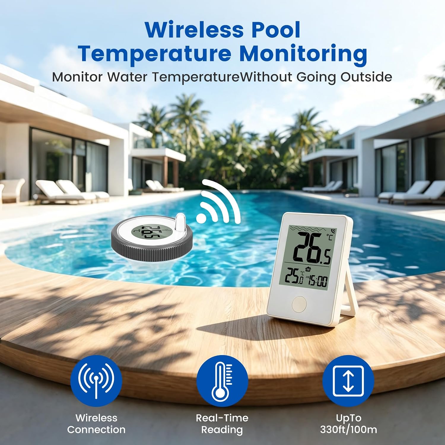 2026 Upgraded Rechargeable Wireless Pool Thermometer Floating Easy Read