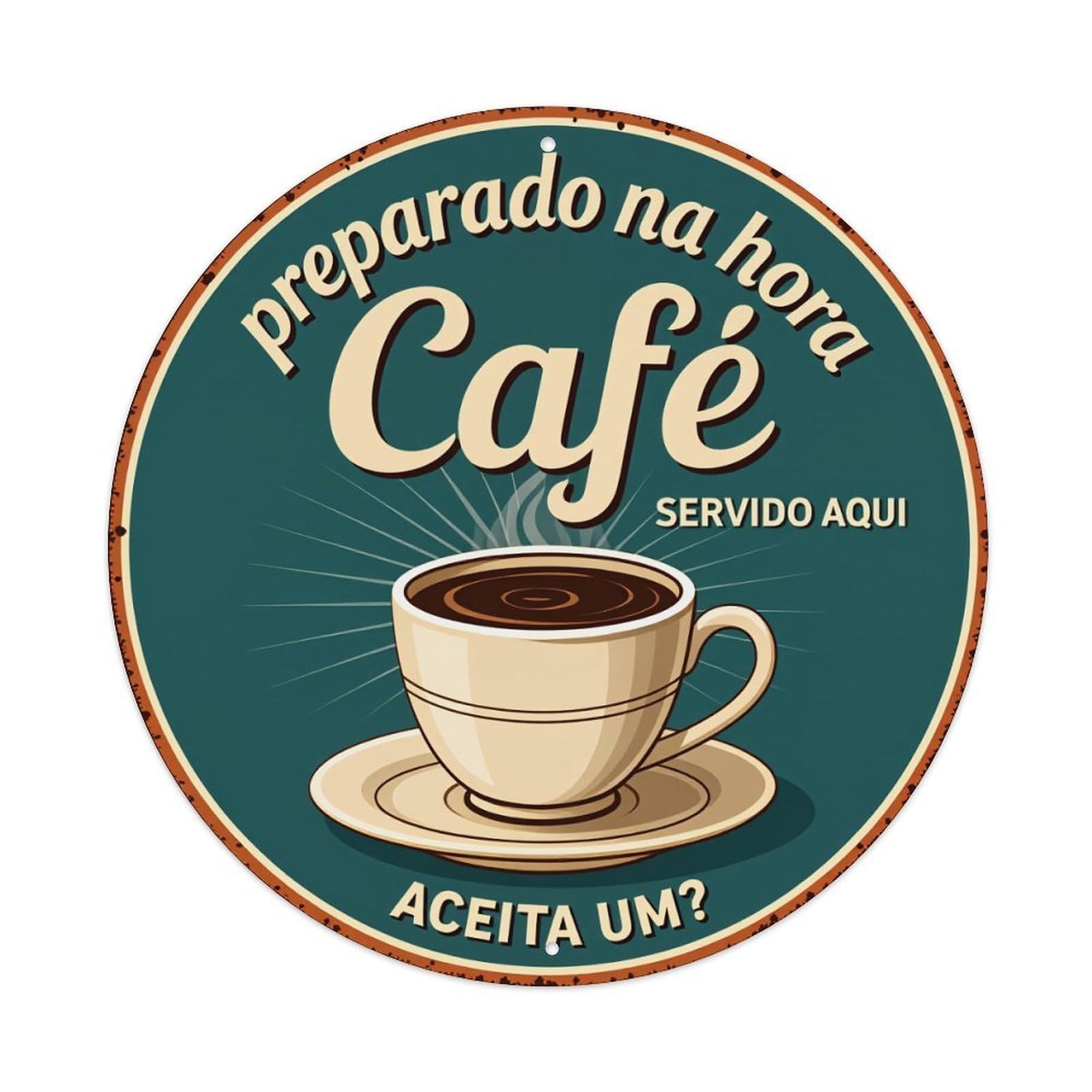 Cafe Cup Steam Saucer Text Metal Tin Sign Vintage Garden Bedroom Cafe Bar Man Cave Home Wall Decor Metal Poster 8x8 inches