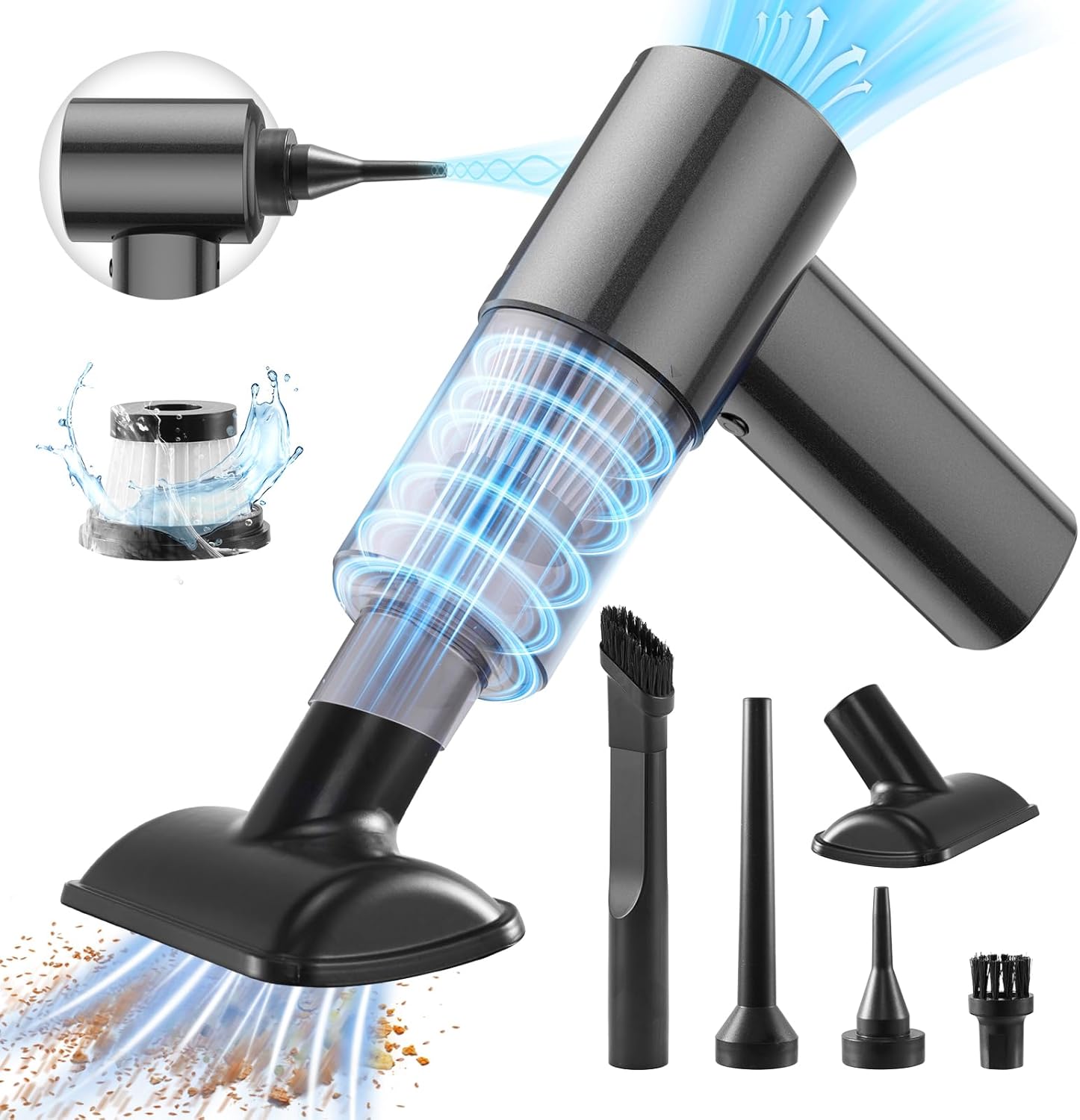 Car Vacuum Cleaner 15000PA Handheld Vacuum Cordless 2-Speed Adjustable High 200W Power Car Vacuum Portable Cordless with 4 in 1 Multi-Nozzles for Car, Home, Office, Pet