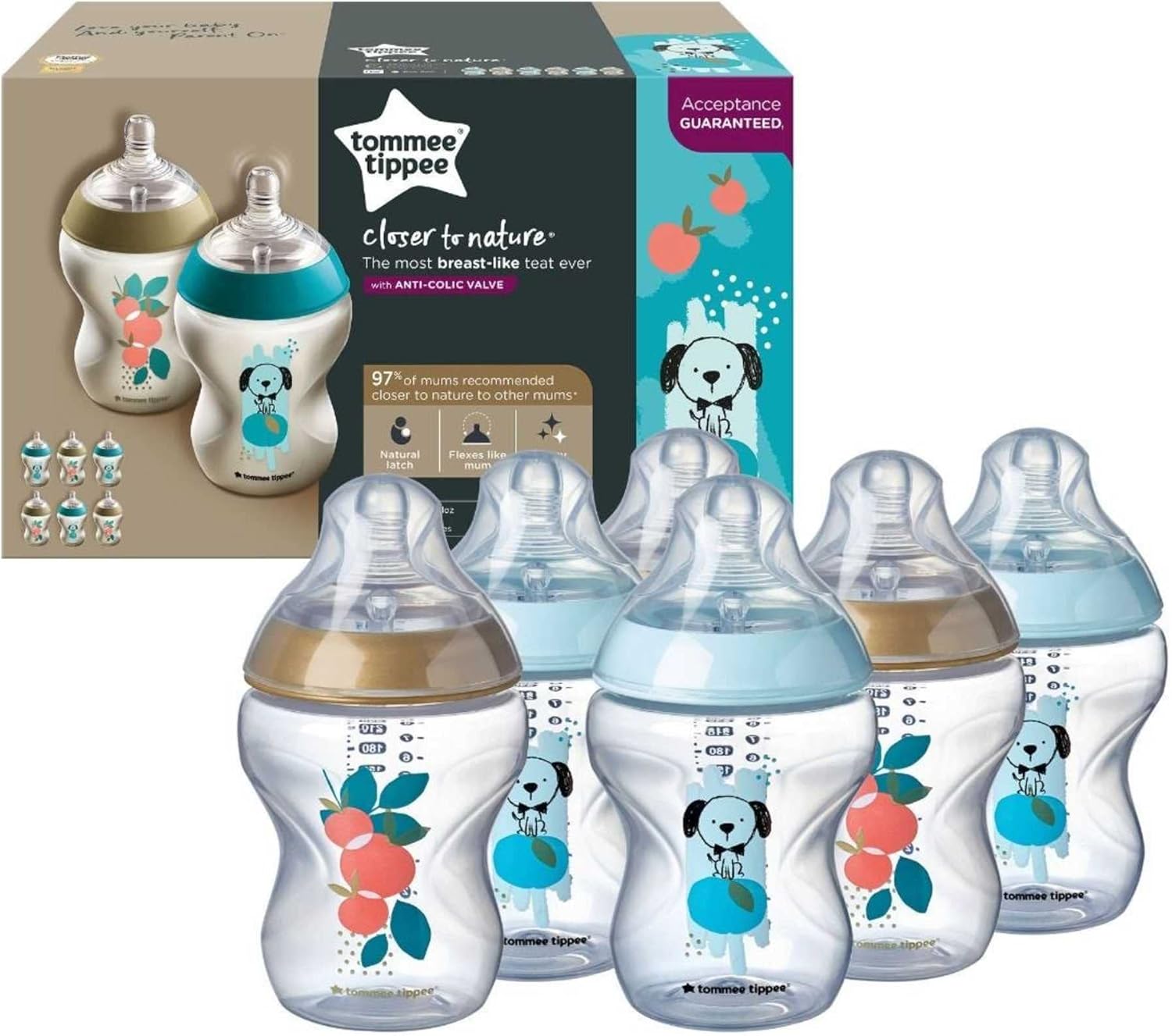 Tommee Tippee Closer to Nature Baby Bottles, BreastLike Teat with Anti