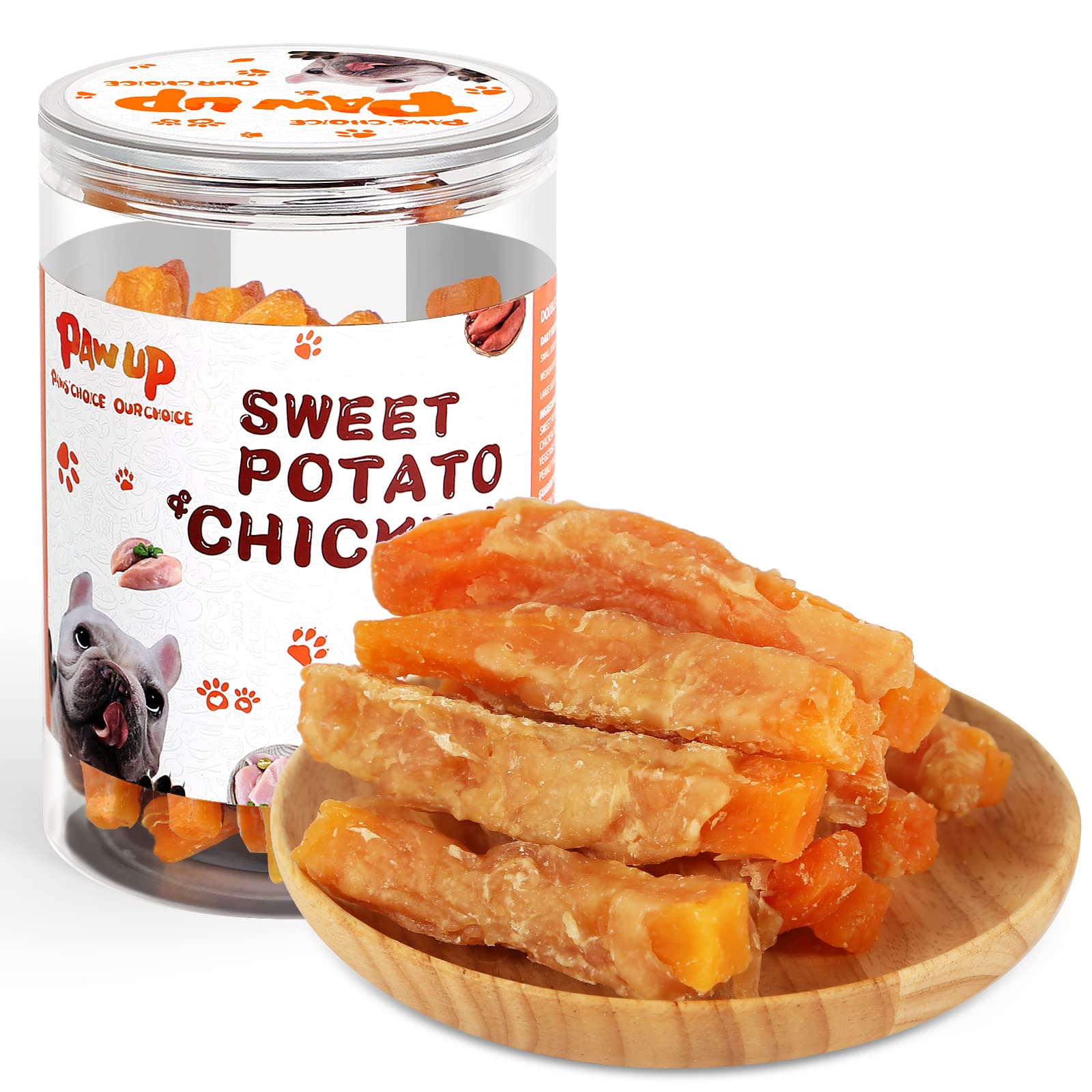 PAWUP Dog Treats Chicken Jerky Wrapped Sweet Potato, Natural Ingredients w/Taurine, Grain Free Dog Treats, 12.5 oz