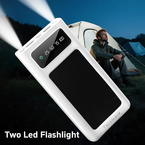 Miniatura 6 de Power-Bank - Cargador portátil de 20000 mAh, banco de energía solar, paquete de batería externa de respaldo para camping, cargador de panel solar